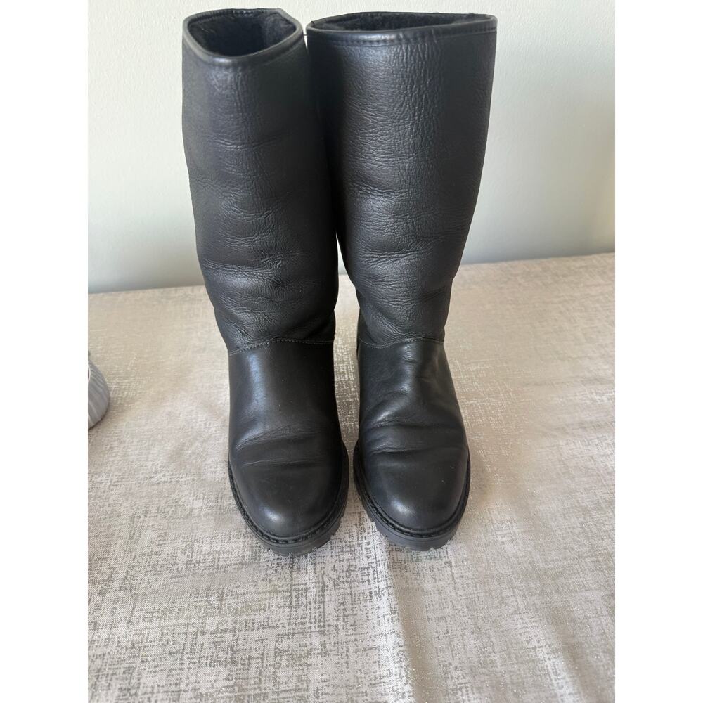 Draper of Glastonbury Sheepskin Black Shearling Lined Winter Boots Size 4.5